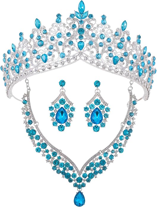 Kamirola Tiaras and Crowns for Women,Tiaras Earrings Necklace, Crystal Bridal Jewelry Set, Costume Party Halloween Prom Pageant Jewelry for Women TR80
