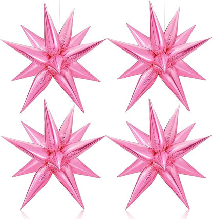 Katchon, Large Pink Star Balloons - 50 Pieces, 26 Inch | Pink Starburst Balloon | pink Spike Balloons for Baby Shower Decorations | Metallic pink Balloon for Bachelorette, Sweet 16 Party Deorations