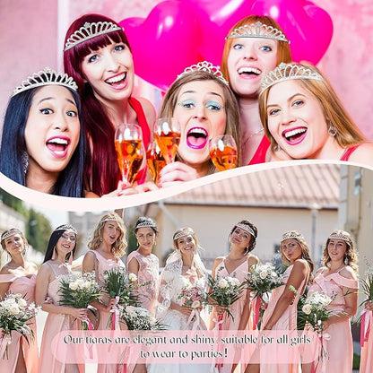 Remuuly 12 Pcs Princess Tiara for Women Silver Queen Tiara Rhinestone Hair Accessories, Princess Headbands Bulk for Bridal Wedding Birthday Prom Christmas Party, with Comb