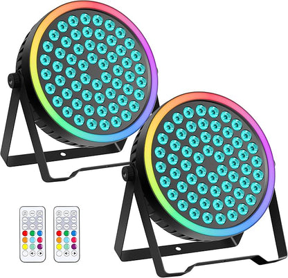 RGB Stage Par Light with Light Strip-90W LED Stage Lighting with Remote,DMX512 Sound Activated & Auto Strobe Jump Modes Uplights for Events Church Wedding DJ Party & Stage Show
