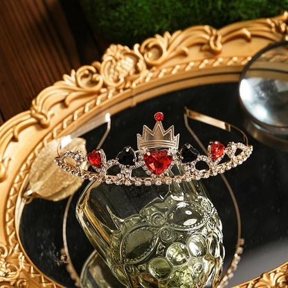 Descendant Red Crown with Black Hearts Jewelry Set Descendant 4 Rise of Red Cosplay Headband for Women Decoration