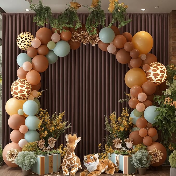 10x10 Brown Backdrop Curtain for Parties Wedding Wrinkle Free Brown Photo Curtains Backdrop Drapes Fabric Decoration for Birthday Party Baby Shower 5ft x 10ft,2 Panels