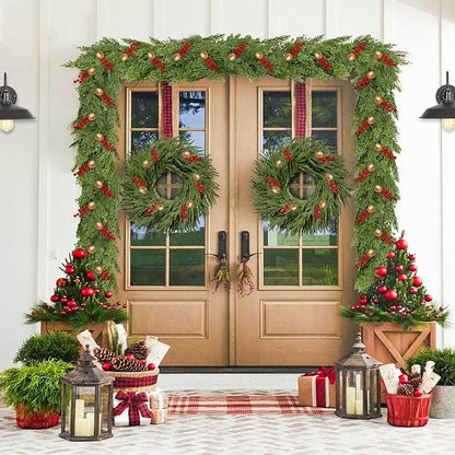 6FT Christmas Cedar Garland,Realistic Soft Faux Cedar Garlands,Thickness Pine Garland for Home Fireplace Mantle Table，Indoor Outdoor Christmas Decorations