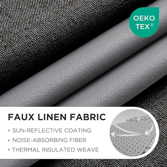Joydeco Blackout Curtains 84 Inches Long 2 Panels Burg, Room Darkening Curtains for Bedroom, 100% Black Out Textured Thermal Drapes Privacy Protection 2 Panels Set(W52 x L84 Inch, Charcoal Grey)