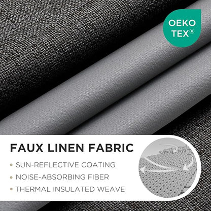 Joydeco Charcoal Grey Blackout Curtains 120 Inches Long, Extra Long Curtains 120 Inch Length 1 Panel for Bedroom, Thermal Insulated Linen Black Out Curtains with Grommets(100x120, Charcoal Grey)
