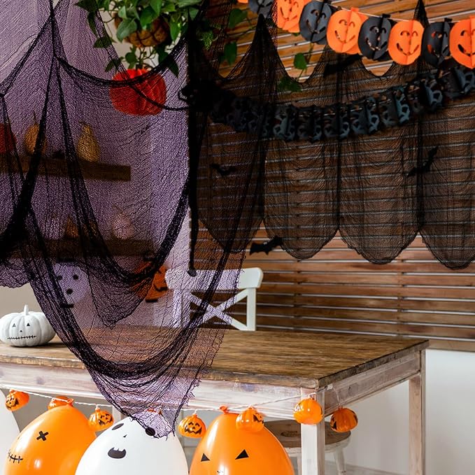 Halatool 30 X 90 in Halloween Creepy Cloth, 4 PCS Multi-Color Spooky Cheesecloth Scary Hanging Gauze Decor for Halloween Party Supplies Haunted Houses Windows Doorways Indoors & Outdoors