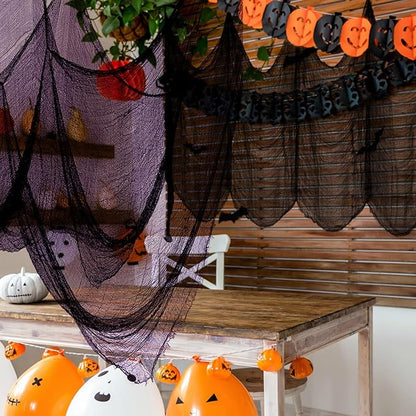 Halatool 30 X 90 in Halloween Creepy Cloth, 4 PCS Multi-Color Spooky Cheesecloth Scary Hanging Gauze Decor for Halloween Party Supplies Haunted Houses Windows Doorways Indoors & Outdoors