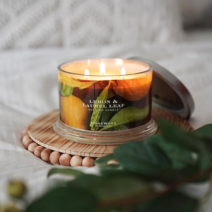 HomeWorx by SLATKIN + CO. Candle- Lemon & Laurel Leaf, 18 oz. Premium Scented Candle