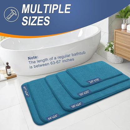 OLANLY Thick Memory Foam Bath Mat Rug 30x20, Extra Soft Absorbent Bathroom Rug, Quick Dry Bath Mat, Non-Slip, Machine Washable Carpet for Bathroom, Tub and Shower, Home Decor Accessories, Peacock Blue