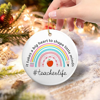 Thank You Gifts for Teachers 2025,Appreciation Teacher Christmas Ornaments Gifts for Teacher Women Men,Teachers Christmas Tree Decorations Hanging Ornament Xmas Keepsake Birthday Gift Ideas