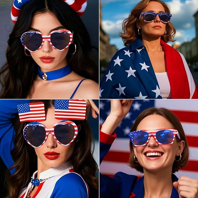 Eyegla Bulk American Sunglasses USA Flag Sunglasses Patriotic Glasses 4th of July Party Supplies-10/20Pack