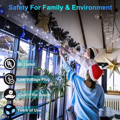 1332 LED 132FT Christmas Lights with 296 Drops, 12 Modes Dimmable CoolWhite & Blue Outdoor Hanging Lights with Timer Memory, Waterproof Curtain Lights for Bedroom Yard Indoor Window Roof Fence Wedding