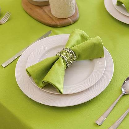 Encasa XO Lime Green Cloth Napkins Set of 12, 17"x17" | Solid Color Cotton Dinner Napkins | Washable & Reusable Napkins for Dining Table Fall Decoration, Holiday & Christmas Festivals