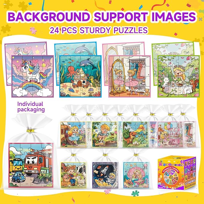 24-Pack Christmas Party Favors for Kids: Bulk Magnetic Puzzle Books for Toddlers 3-5 – Goodie Bag & Stocking Stuffers, Classroom Prizes, Birthday Return Gifts, Travel Toy for 4-8 Years Old Boys Girls
