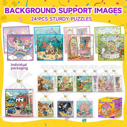 24-Pack Christmas Party Favors for Kids: Bulk Magnetic Puzzle Books for Toddlers 3-5 – Goodie Bag & Stocking Stuffers, Classroom Prizes, Birthday Return Gifts, Travel Toy for 4-8 Years Old Boys Girls