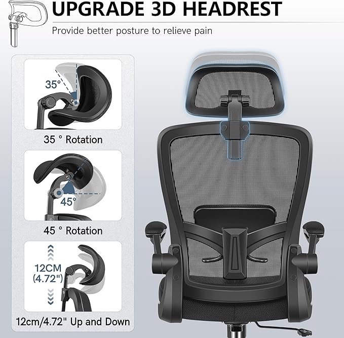 FelixKing Office Chair, Desk Chair with Soft Lumbar Support, Ergonomic Computer Chair with Headrest High Back Armrest, Adjustable Height Home Office Swivel Chair for Woman Man