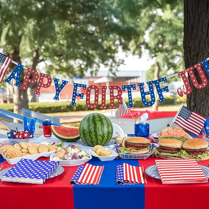 American USA Flag Patriotic Napkins-50PCS 4th of July Red White Blue Star Napkins Disposable Cocktail Party Paper Napkins for Memorial Day Election Day Independence Day Decorations
