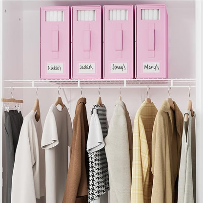 SheetCube Bed Sheet Organizers and Storage 6 Pack, Foldable Linen Closet Organizer with Window and Label, Bedding Folder Storage Box Container for Blanket, Duvet Cover Set, Bed Sheet Set - Pink