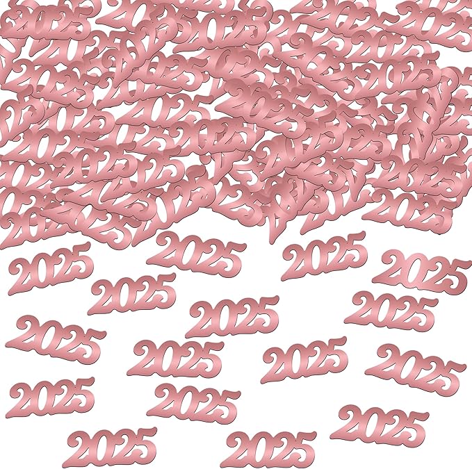 KatchOn, Shiny Rose Gold 2025 Grad Confetti - Pack of 500 | Rose Gold Graduation Confetti Class of 2025 | Pink Graduation Decorations 2025 | Prom Decorations 2025