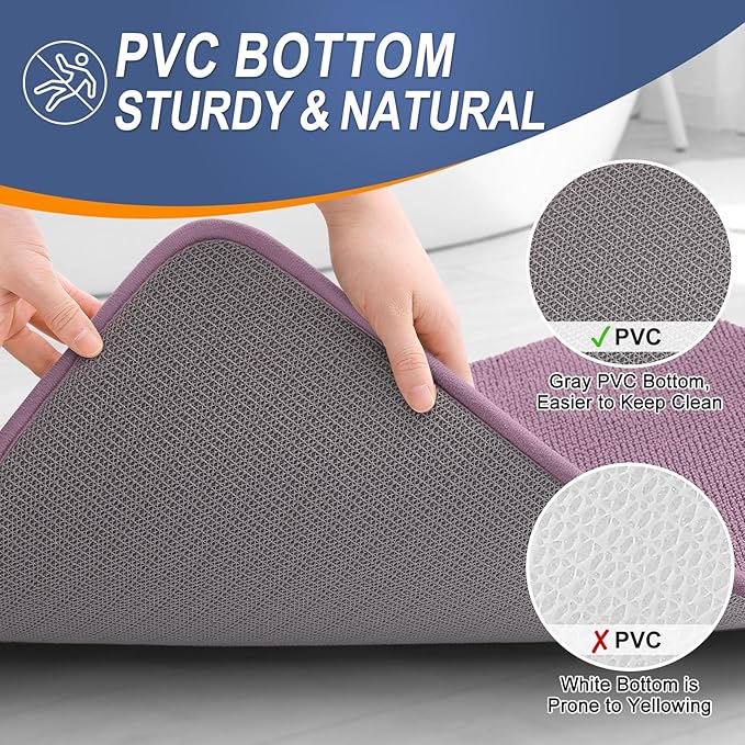 OLANLY Thick Memory Foam Bath Mat Rug 47x24, Extra Soft Absorbent Bathroom Rug, Quick Dry Bath Mats, Non-Slip, Machine Washable Carpet for Bathroom, Tub and Shower, Home Decor Accessories, Deep Plum