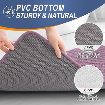 OLANLY Thick Memory Foam Bath Mats Rugs 47x17, Extra Soft Absorbent Bathroom Rug, Quick Dry Bath Mat, Non-Slip, Machine Washable Carpet for Bathroom, Tub and Shower, Home Decor Accessories, Deep Plum