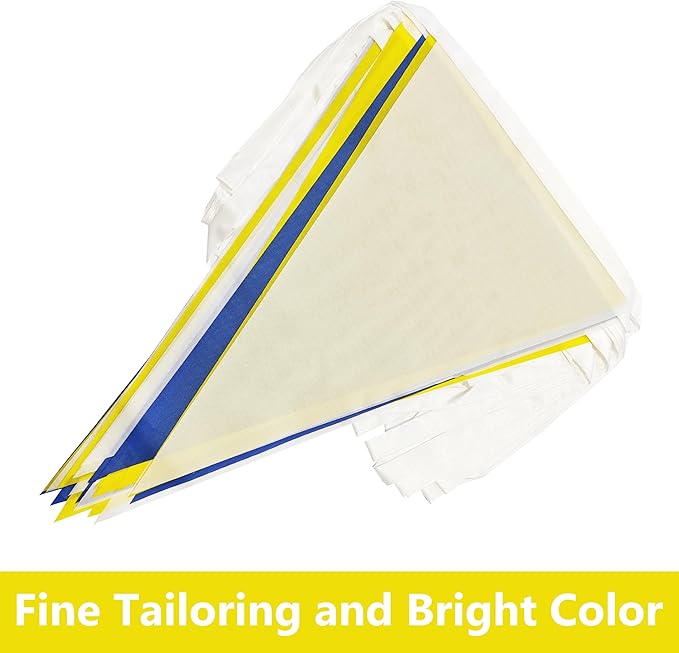 100 Ft White Yellow Dark Blue Pennant Banner Flag, 60 Pcs String Hanging DIY Bunting Flags for Party, School, Birthday, Wedding, Carnival, Celebrations, Outdoor and Indoor Decorations (White Yellow Dark Blue)