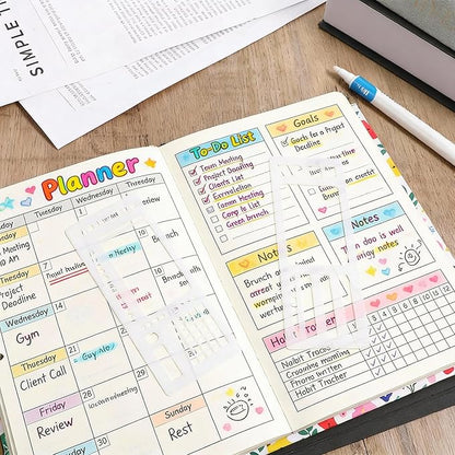 3 Pcs Planner Stencil Templates Journal Stencils for Planner Ruler Record Template Reusable Drawing Lettering Templates for Journaling, Calendar, Scrapbooking DIY Craft