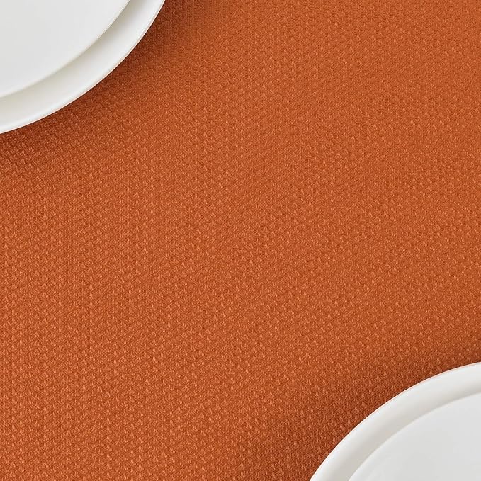 maxmill Jacquard Tablecloth Stain Resistant Waterproof Wrinkle Resistant Spillproof Washable Soft Textured Table Cloth for Dining Room, Indoor and Outdoor Use, Rectangle 60 x 140 Inch, Rust