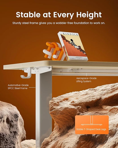 ErGear Height Adjustable Electric Standing Desk, 44 x 24 Inches Sit Stand up Desk, Memory Computer Home Office Desk, Natural