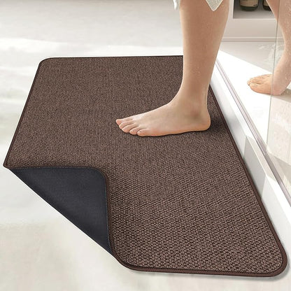 Bath Mat,Ultra Thin Bathroom Runner Rugs,Large Bath Mats for Bathroom,Quick Dry,Non-Slip,Machine Washable,Low Pile,Bath Rug,Shower Outside,Sink,Home Decor Accessories.Brown,2'x6'(24x72inch)