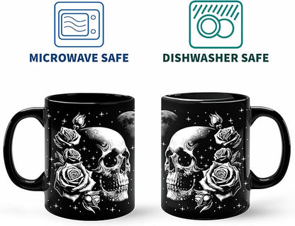 Roses And Skull Mug 11Oz Goth Gifts for Women Skull Gifts for Women Witchy Home Decor Halloween Mug - Goth Decor Gothic Cup Halloween Decorations