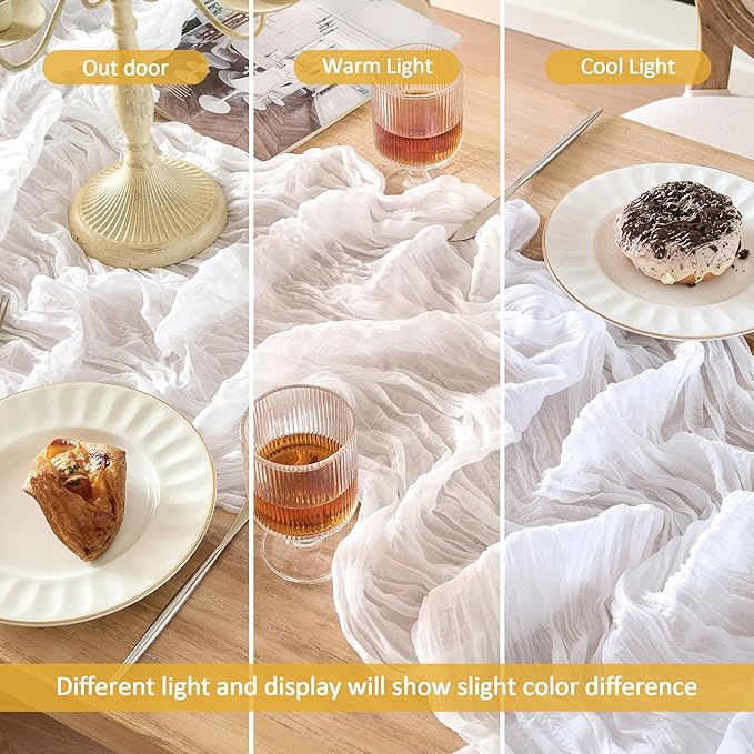 6 Pack Cheesecloth Table Runner 120 Inch Boho Rustic Gauze 10 FT White Cheese Cloths Table Runners Decorations for Spring Summer Birthday Party Baby Shower Wedding Holiday Home Decor