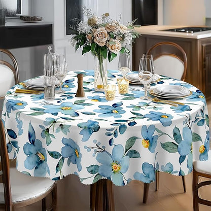Eikione Summer Round Tablecloth,Tablecloth Waterproof and Wrinkle-Free, Round Table Covers, Summer Decorations for Home 60inch