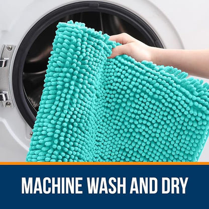 OLANLY Bathroom Rugs 59x20, Extra Soft Absorbent Chenille Bath Rugs, Rubber Backing Quick Dry, Machine Washable Bath Mats for Bathroom Floor, Tub and Shower, Home Decor Accessories, Teal