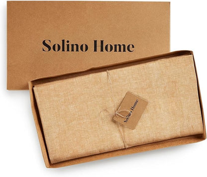 Solino Home Linen Tablecloth 60 x 132 Inch - 100% Pure Linen Golden Nugget Table Cloth for Rectangle Tables - Athena, Machine Washable Tablecloth for Fall, Autumn