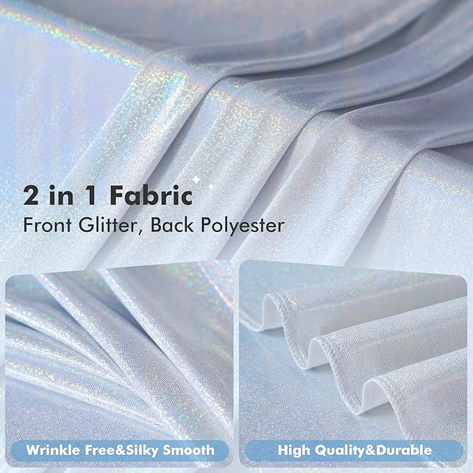 10x10ft Shimmer Silver Sequin Backdrop Curtain for Parties-2 Panels 5x10ft Thick Wrinkle Free Glitter Coloful Backdrop Drapes Photo Back Drop Curtains for Wedding Birthday Photography Background Cloth