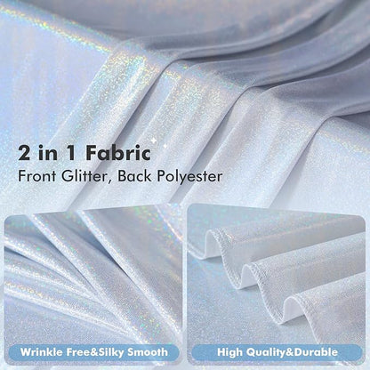 10x10ft Shimmer Silver Sequin Backdrop Curtain for Parties-2 Panels 5x10ft Thick Wrinkle Free Glitter Coloful Backdrop Drapes Photo Back Drop Curtains for Wedding Birthday Photography Background Cloth