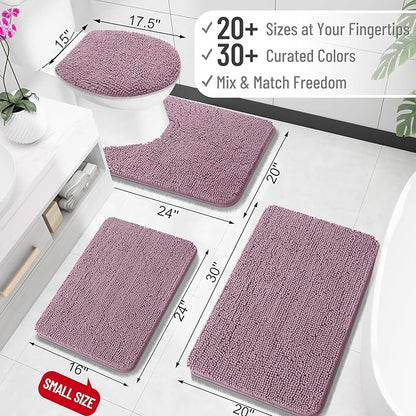 OLANLY Bathroom Rugs 36x24, Extra Soft Absorbent Chenille Bath Rugs, Rubber Backing Quick Dry, Machine Washable Bath Mats for Bathroom Floor, Tub and Shower, Home Decor Accessories, Deep Plum