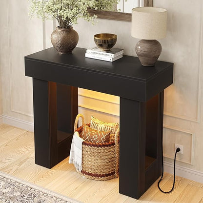Unikito 39" Entryway Table with Socket and Sensor Light, Narrow Console Table with Storage Behind Couch, Farmhouse Entryway Table for Hallway, Behind The Couch, Living Room, Foyer