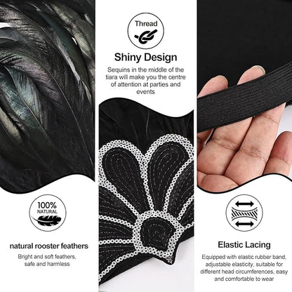 Women's Carnival Feather Headpieces Sequin Headdress for Wedding Masquerade Party Cosplay Feather Headbands