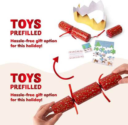 JOYIN 10 Pack Christmas Non-Snap Party Favor, Classic Table Favor Includes Party Hat, Jokes & Gifts, Christmas Table Decorations for Holiday Dinner Traditions Party Supplies