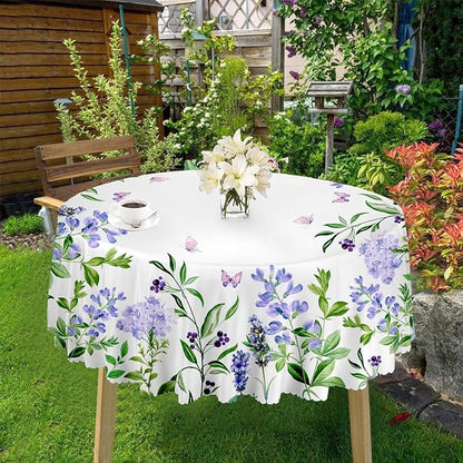 Eikione 70In Round Tablecloth, Floral Tablecloths Polyester Waterproof Stain Wrinkle Free, Indoor and Outdoor Table Cover for Kitchen Party Dining Table