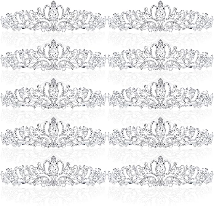 BBTO 10 Pcs Crystal Tiara and Crowns for Women Girls Princess Rhinestone Crown Queen Headband with Combs Bride Tiara for Birthday Party Wedding Prom Hair Accessories