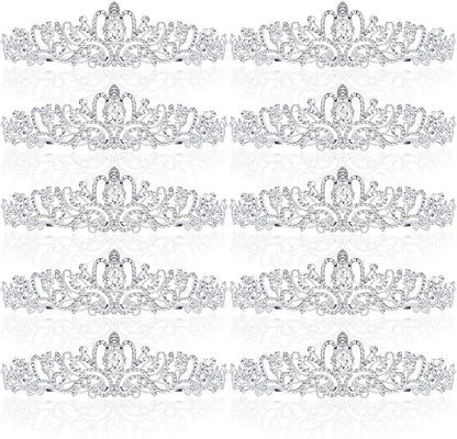 BBTO 10 Pcs Crystal Tiara and Crowns for Women Girls Princess Rhinestone Crown Queen Headband with Combs Bride Tiara for Birthday Party Wedding Prom Hair Accessories