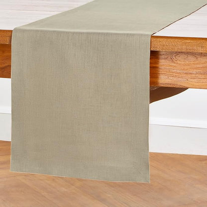 Solino Home Linen Vintage Khaki Table Runner 132 Inches Long - 100% Pure Linen Extra Long Table Runner 14 x 132 Inch for Fall, Autumn - Fete