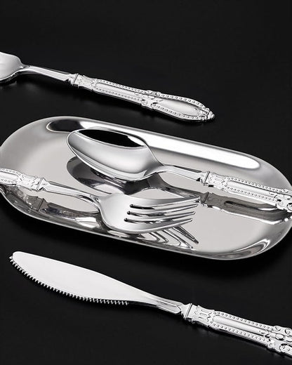Nervure 90PCS Silver Plastic Silverware - Heavy Duty Disposable Cutlery Set, Luxury Silver Plastic Utensils include 30Pcs Forks, 30Pcs Spoons, 30pcs Knives. Perfect for Wedding, Party, Daily Use