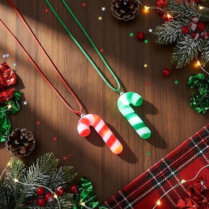 Yinkin 30 Pcs Christmas Light up Necklace for Adults Flashing Necklaces Christmas Accessory for Xmas Party Favors Stocking Stuffers Xmas Ornaments Decoration Party Supplies (Cane)