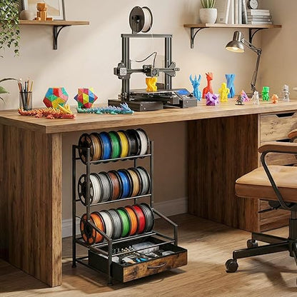 3D Printer Filament Storage Rack with Fabric Drawer,Dust Proof & Sturdy Metal 3D Printing Accessory for Organized Workspace Sturdy Spool Holder for PLA ABS TPU Nylon Filament Organizer