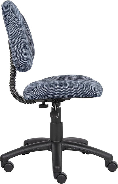 Boss Office Products B315-BE Perfect Posture Delux Fabric Task Chair Without Arms in Blue, 250