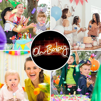 Oh Baby Neon Sign for Wall Decor Neon Lights for Teen Bedroom Decor Art Light Up Sign Oh Baby LED Neon Signs for All Party Reunion Decoration USB Powered 21.7x10 Inch (warm white)